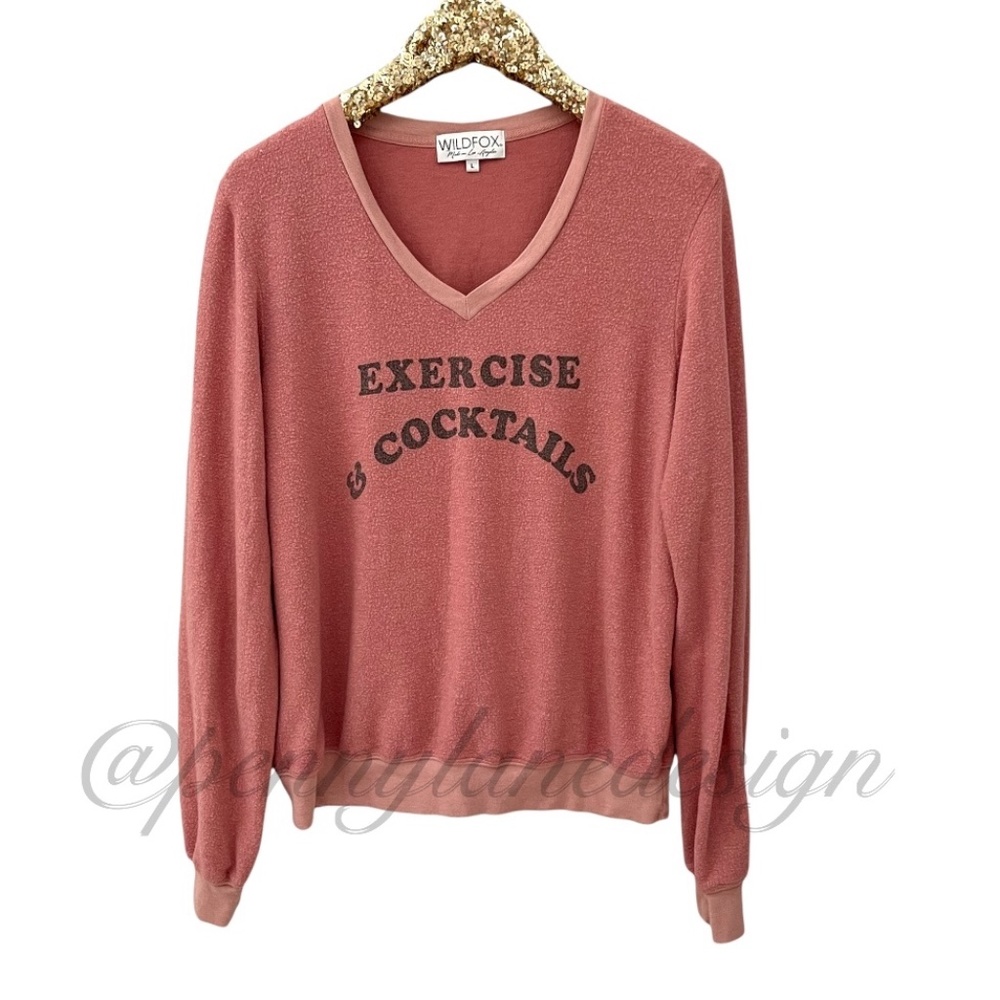 WIldfox Exercise & Cocktails V-Neck Sweater Baggy Beach Jumper